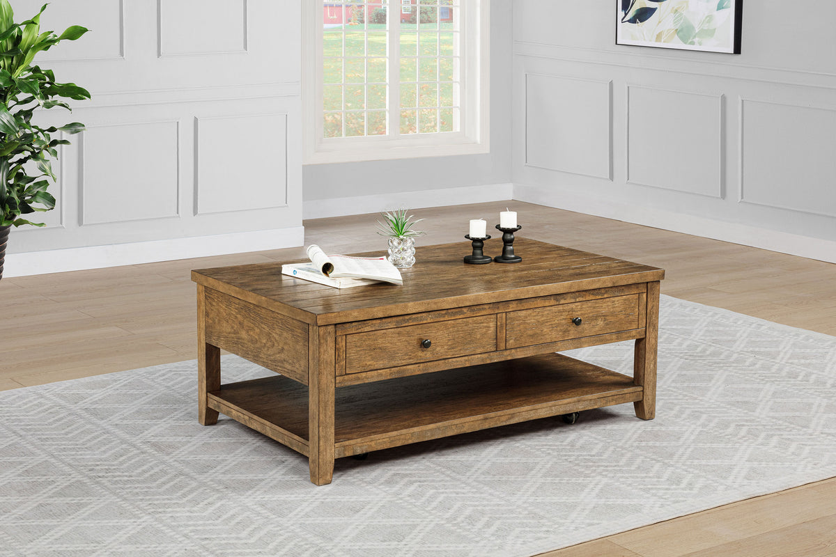 Payne 48-inch Mobile Lift Top Coffee Table Distressed Brown