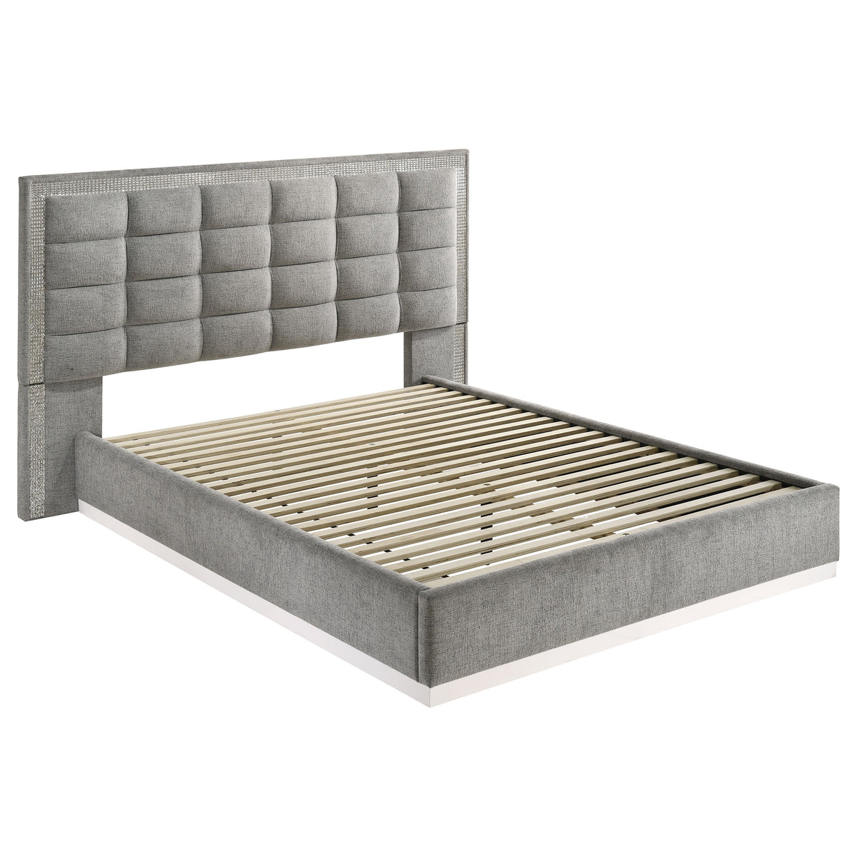 Viana 5-Piece Queen Platform Bedroom Set Grey and White High Gloss