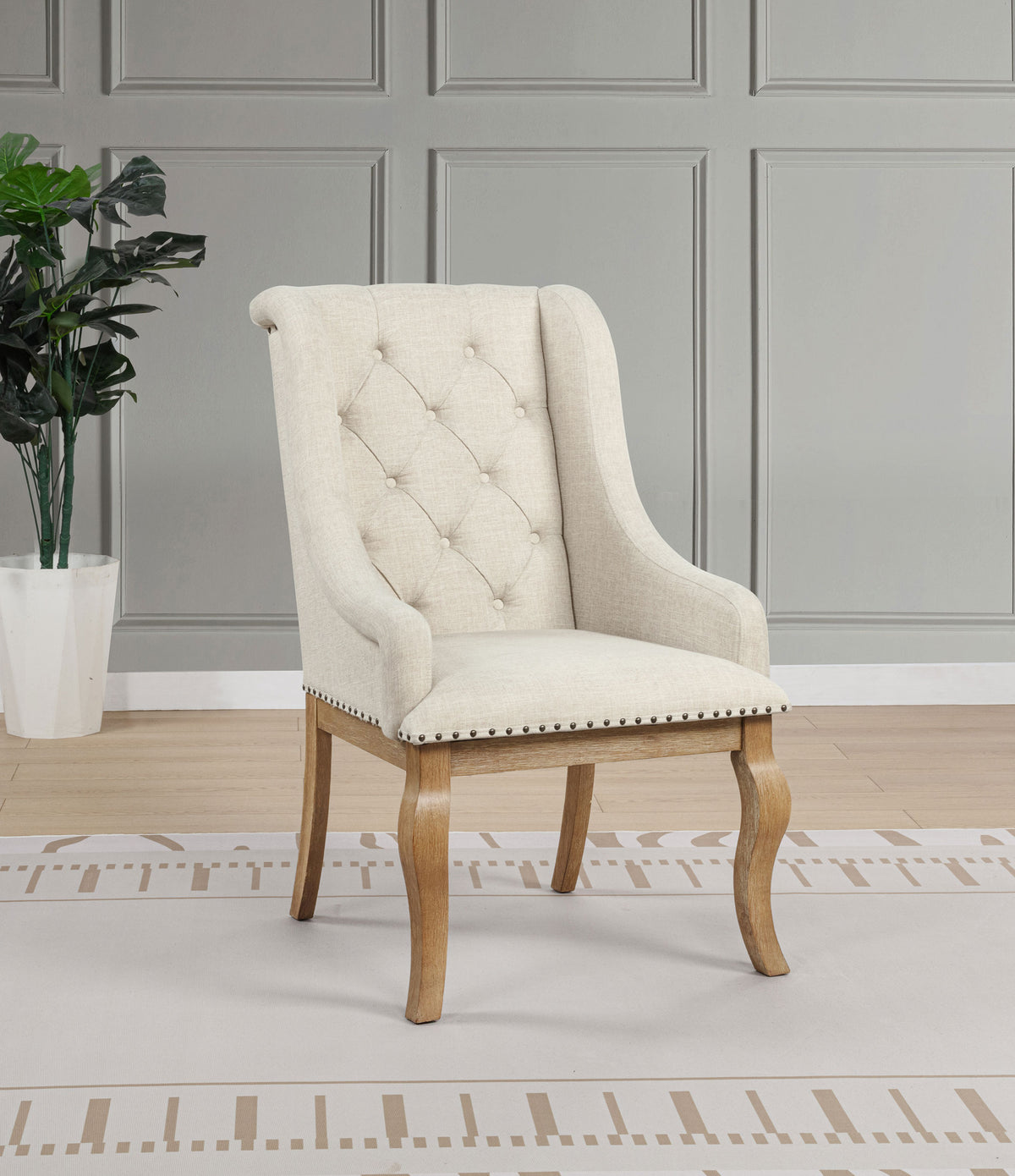 Brockway Upholstered Arm Chair Barley Brown (Set of 2)