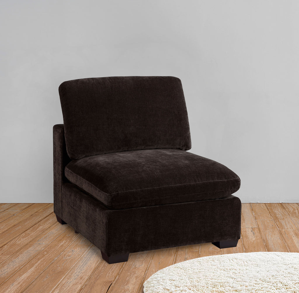 Cloud Lux Upholstered Armless Chair Dark Chocolate