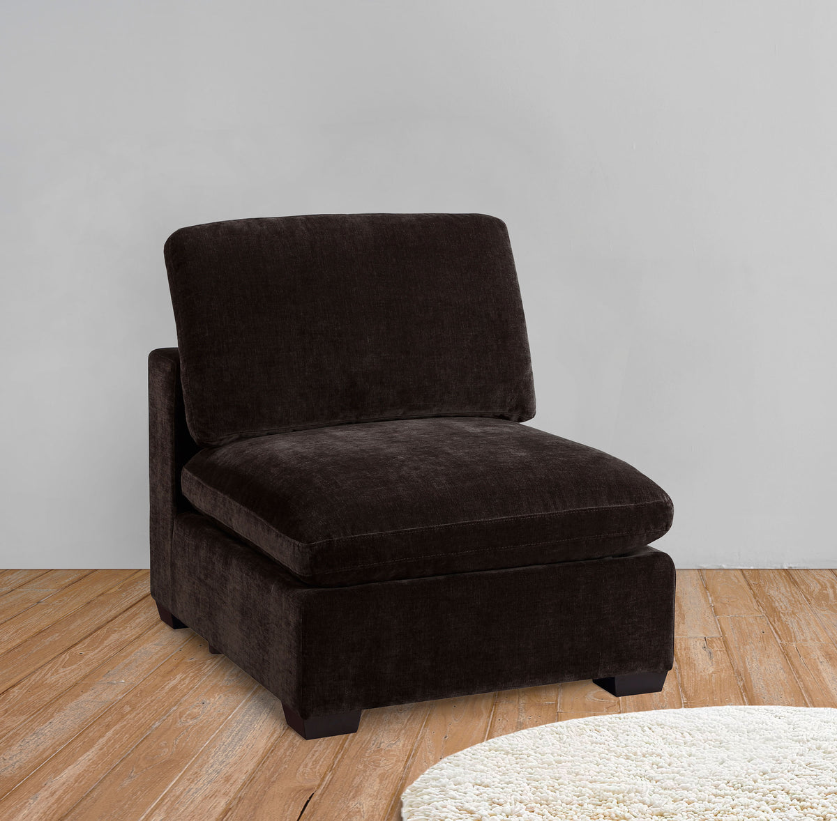 Cloud Lux Upholstered Armless Chair Dark Chocolate
