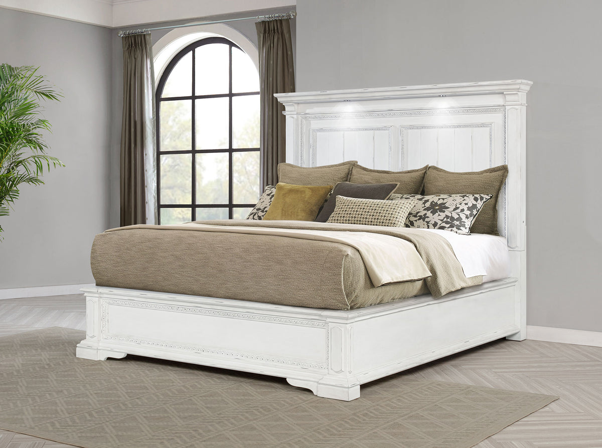 McKinney Queen LED Light Panel Bed Vintage White