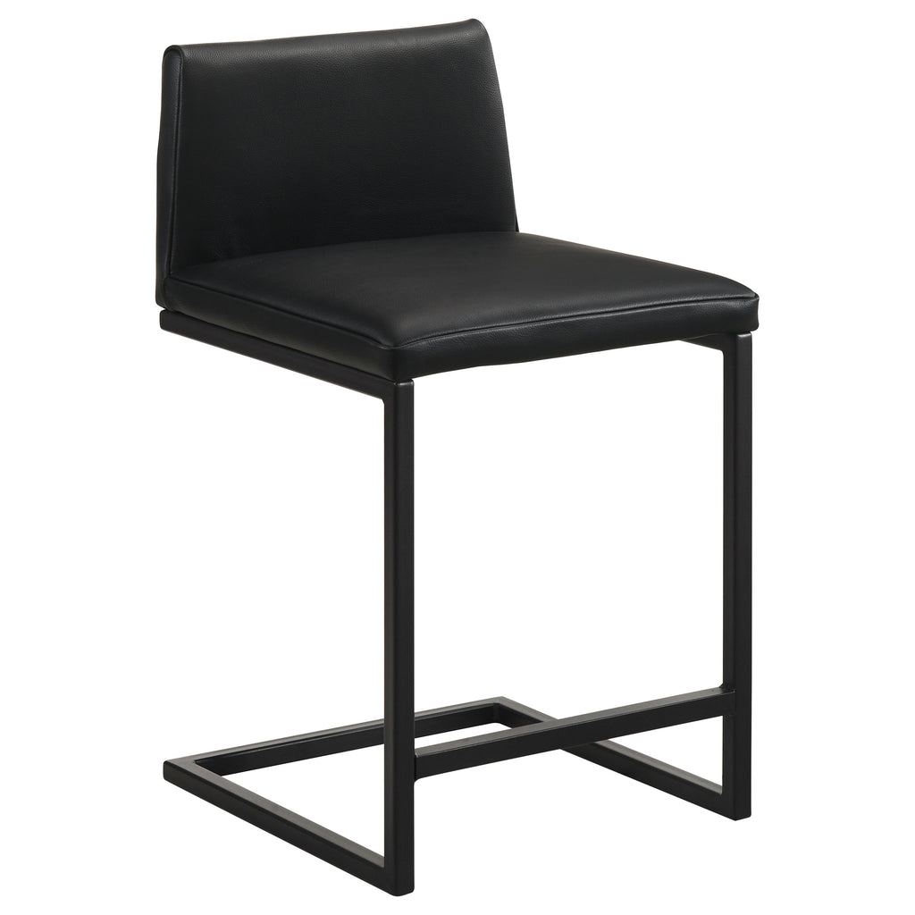Vardon Genuine Leather Counter Height Chair Black (Set of 2)