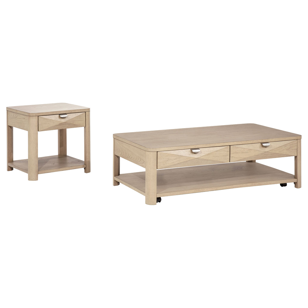 Marcelo 2-piece Coffee Table Set with Storage Light Elm