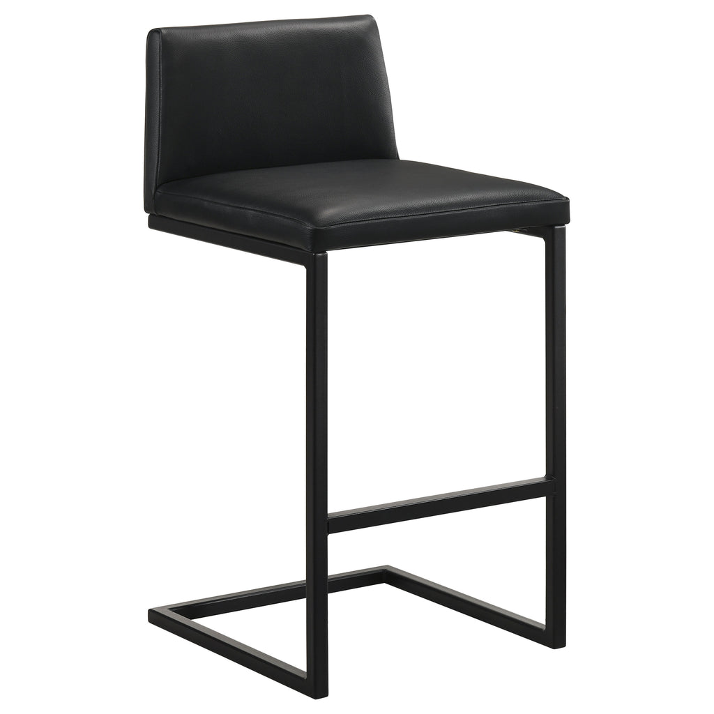 Vardon Genuine Leather Bar Stool Black (Set of 2)