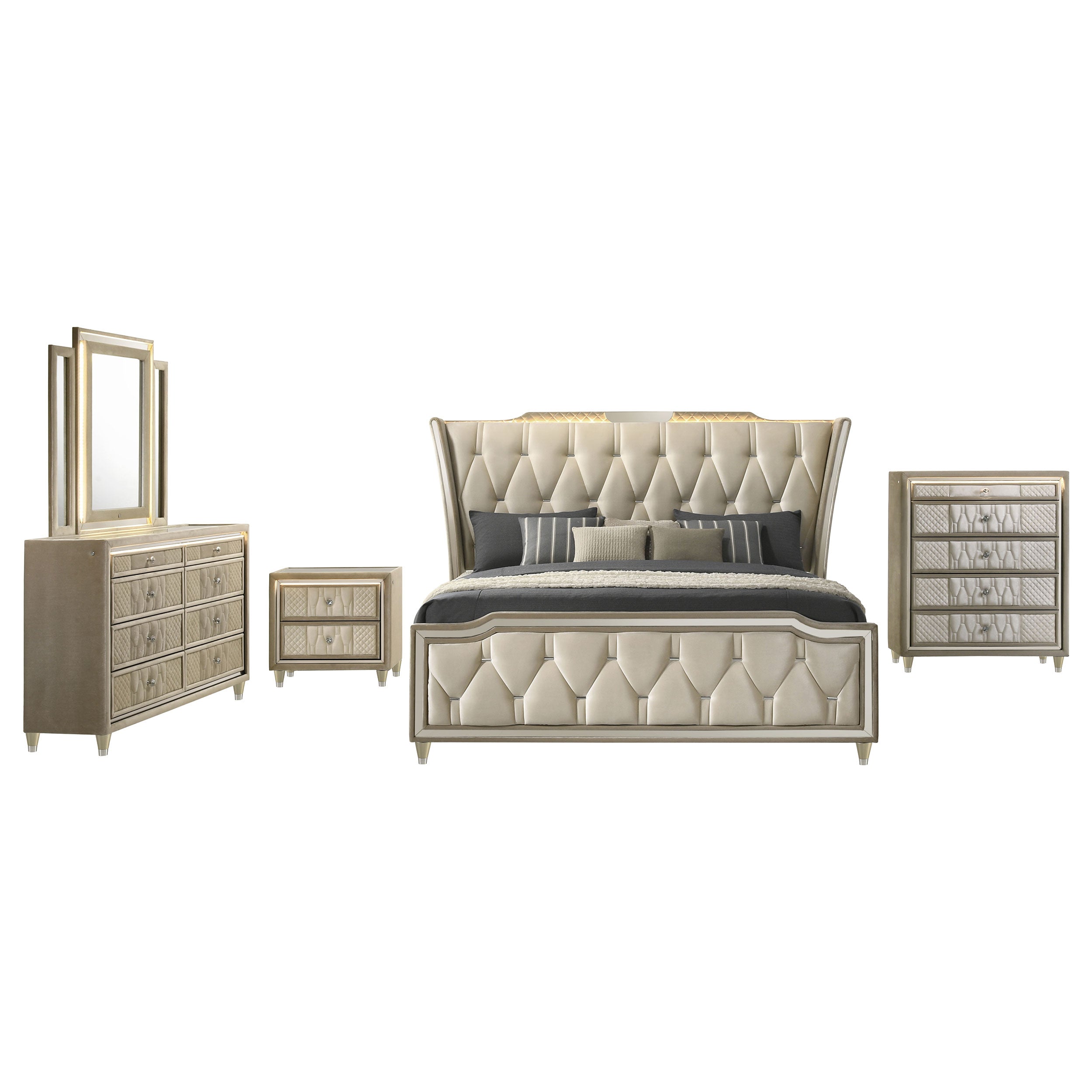 Lorient 5-piece California King Bedroom Set Ivory and Camel