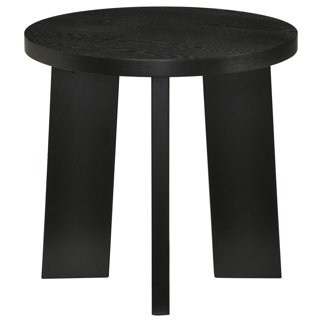 Strouse 47-inch Round Wood End Table Black