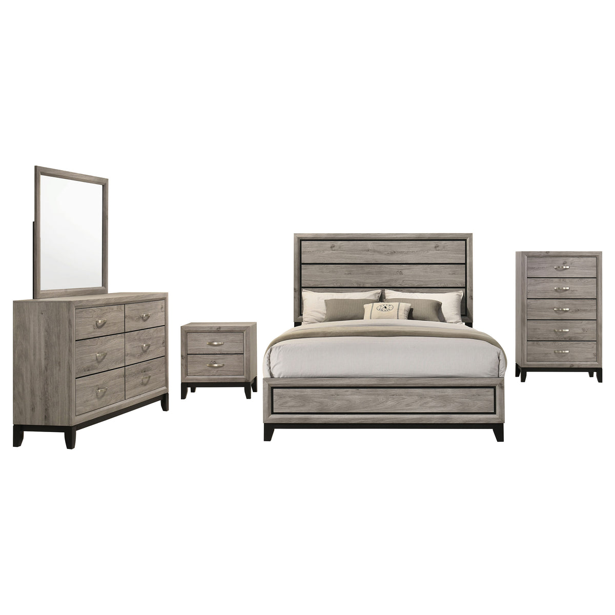 Valen Five-piece Full Bedroom Set Light Taupe