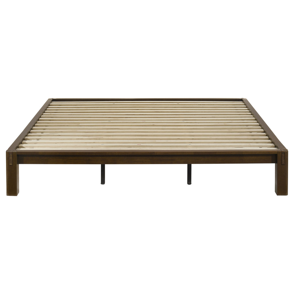 Gislen Eastern King Easy Assembly Wood Platform Bed Walnut