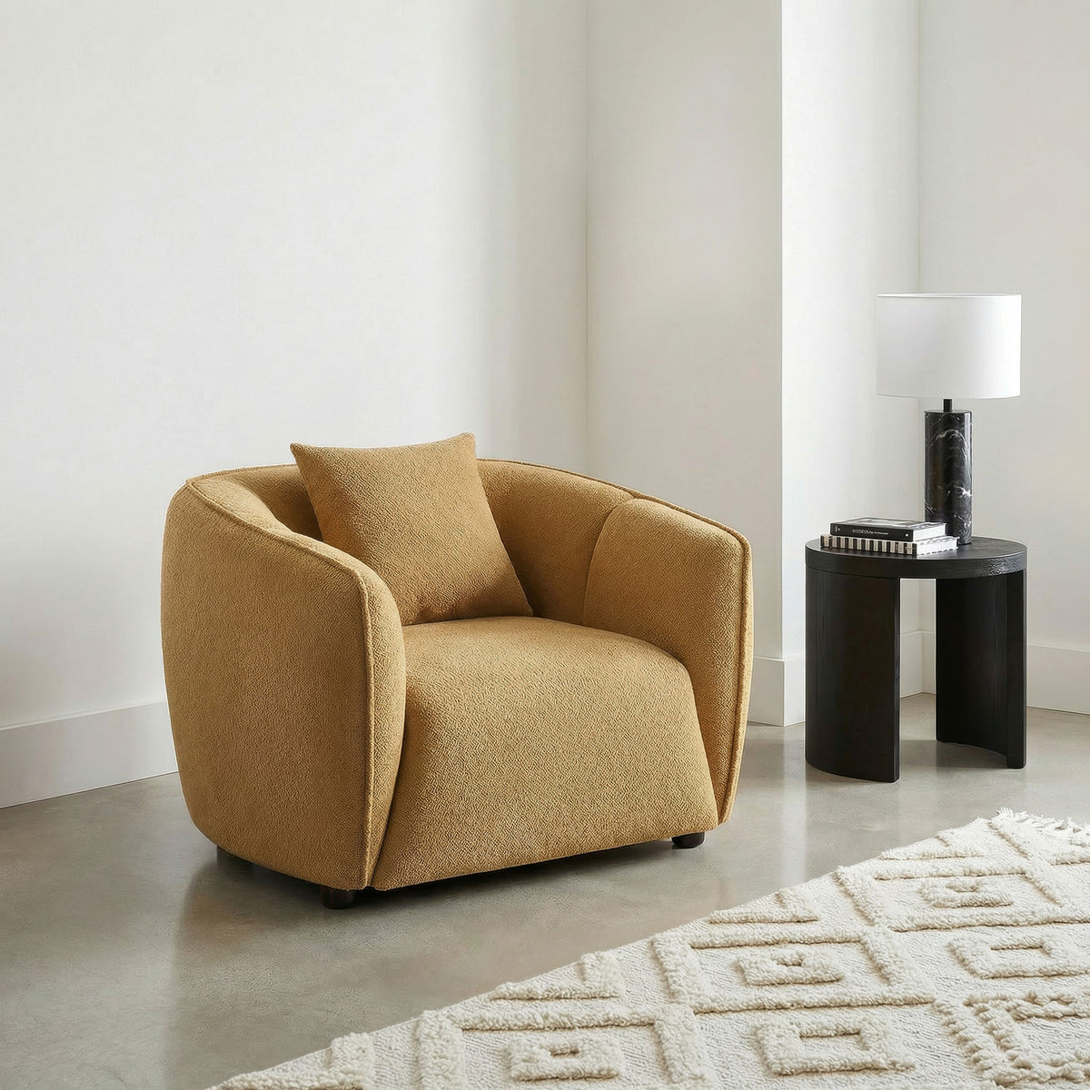 Aleisha Fabric Upholstered Accent Chair Mustard Yellow