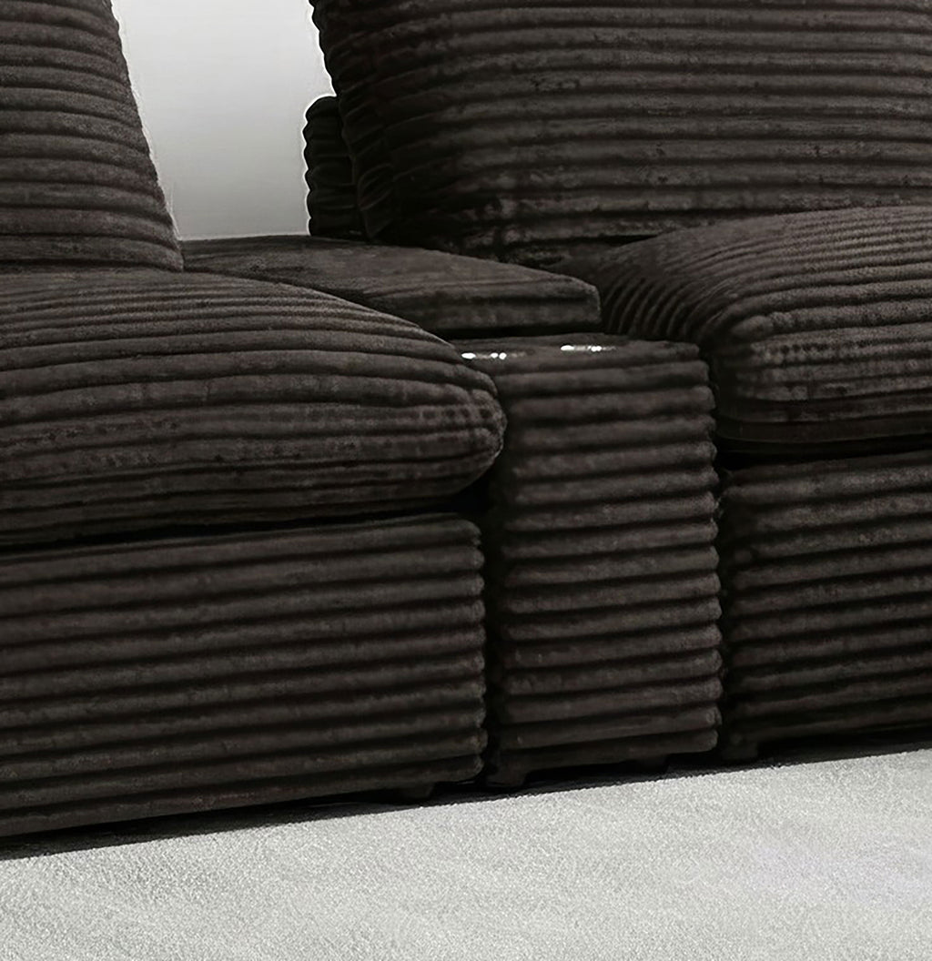 Collins Upholstered Modular Storage Console Chocolate Brown