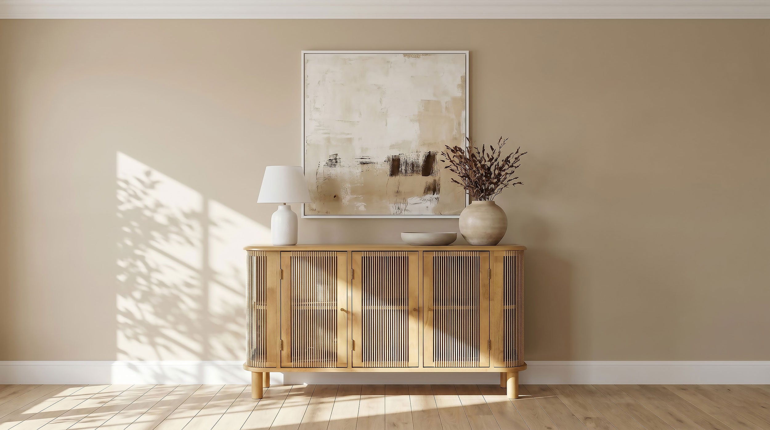 Ervine 3-Door Rope Panel Sideboard Accent Storage Cabinet Natural