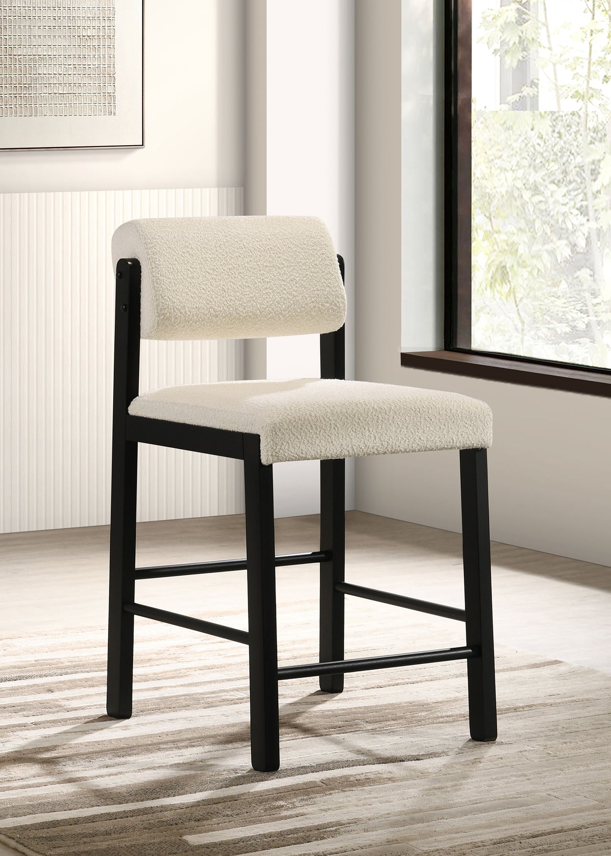 Kehoe Upholstered Counter Height Chair Cream and Black (Set of 2)