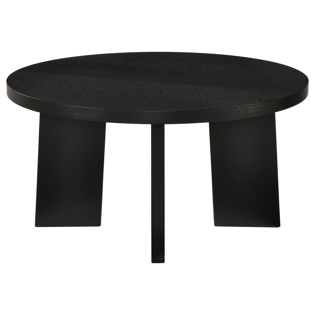 Strouse 47-inch Round Wood Coffee Table Black