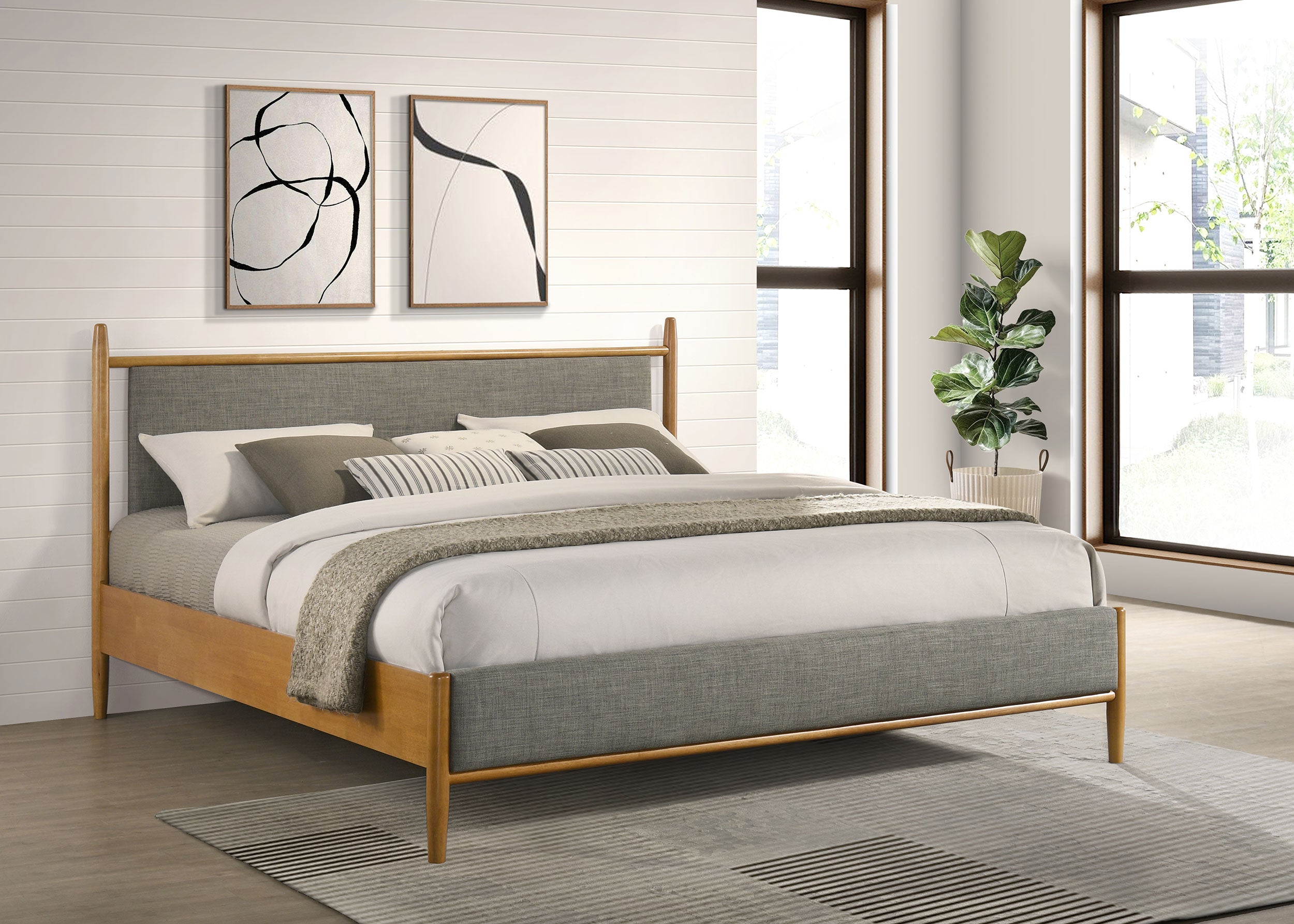 Mason 46-inch Eastern King Panel Platform Bed Light Brown