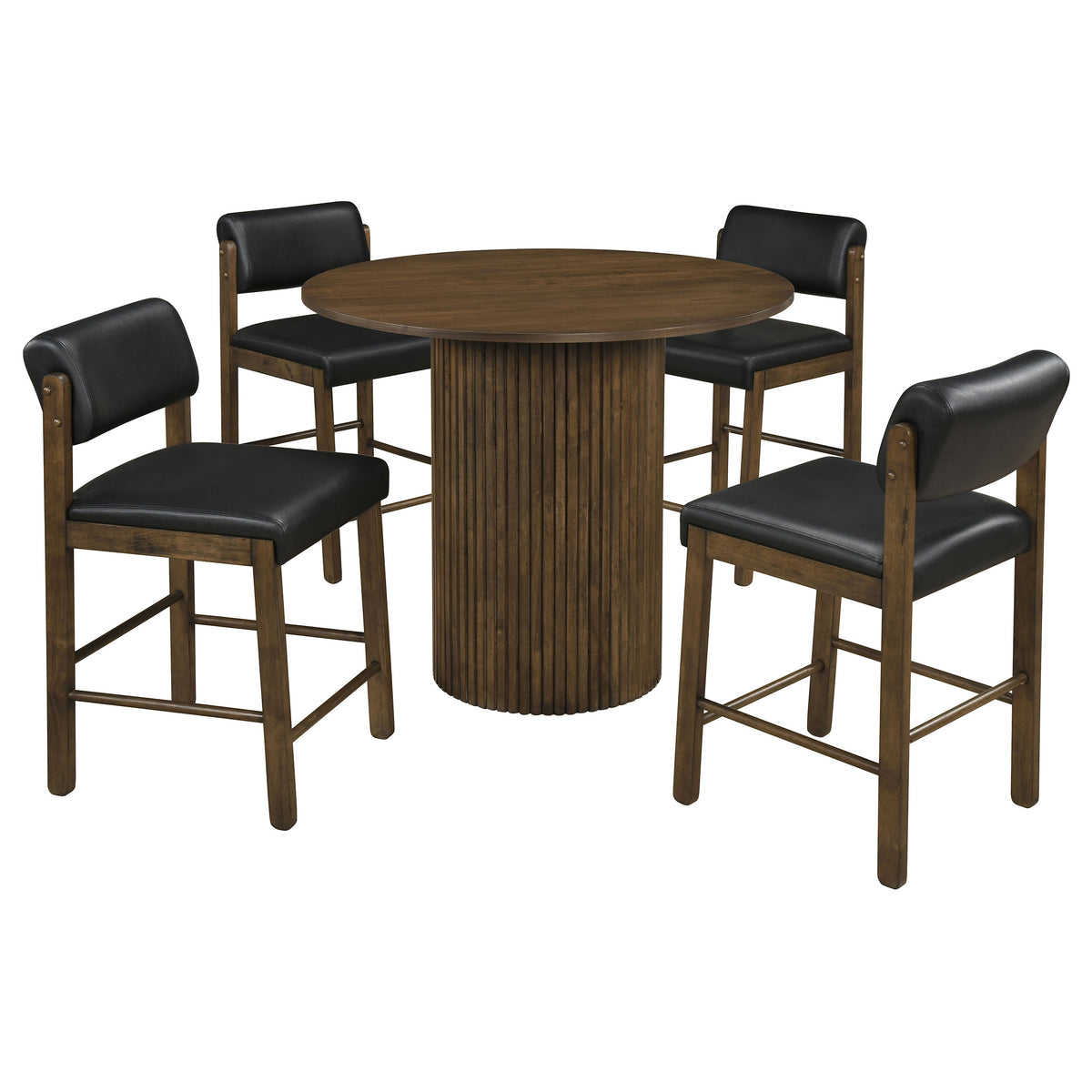 Hamlyn 5-piece Round Wood Counter Height Dining Set Black and Walnut