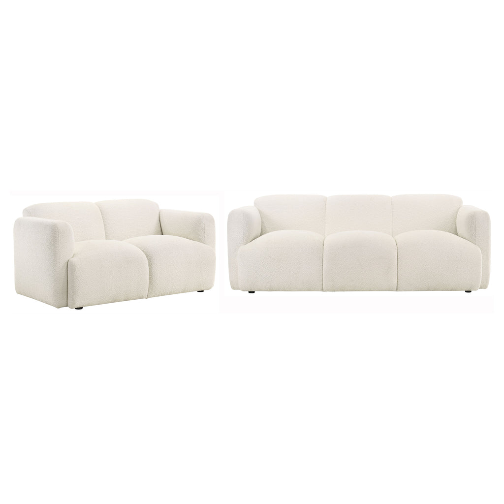 Dorset 2-piece Upholstered Round Track Arm Sofa Set White