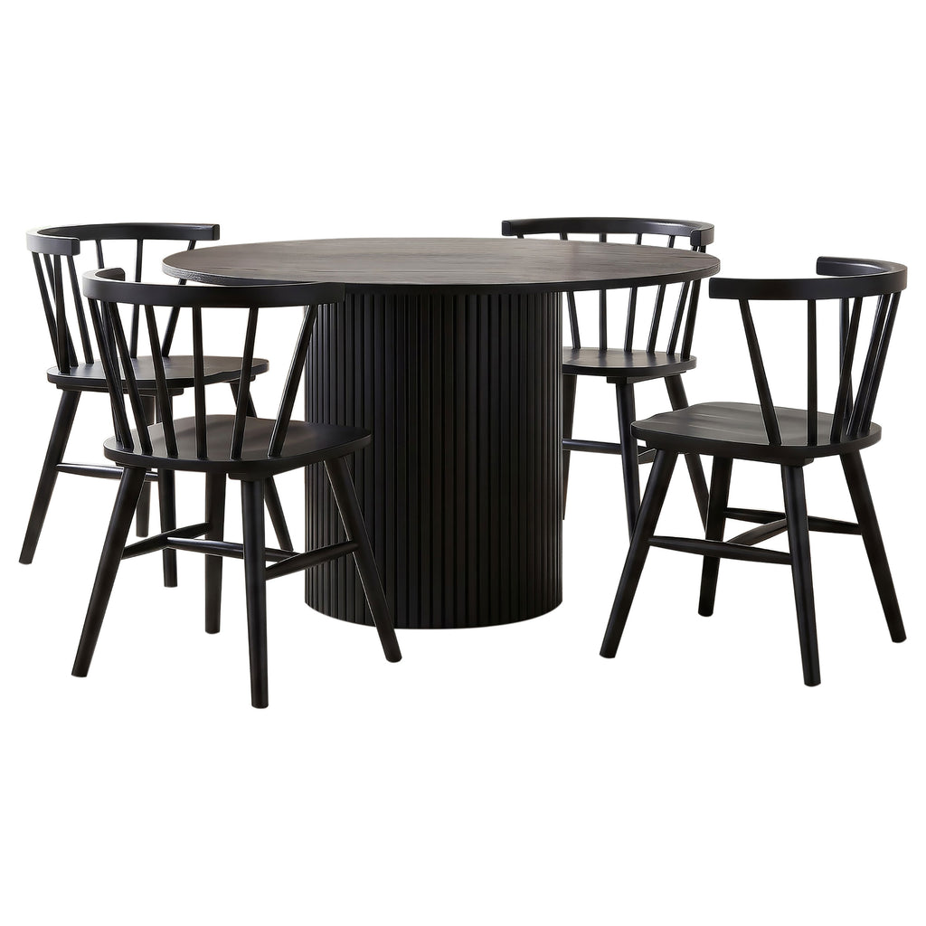 Hamlyn 5-piece Round Wood Dining Set Black