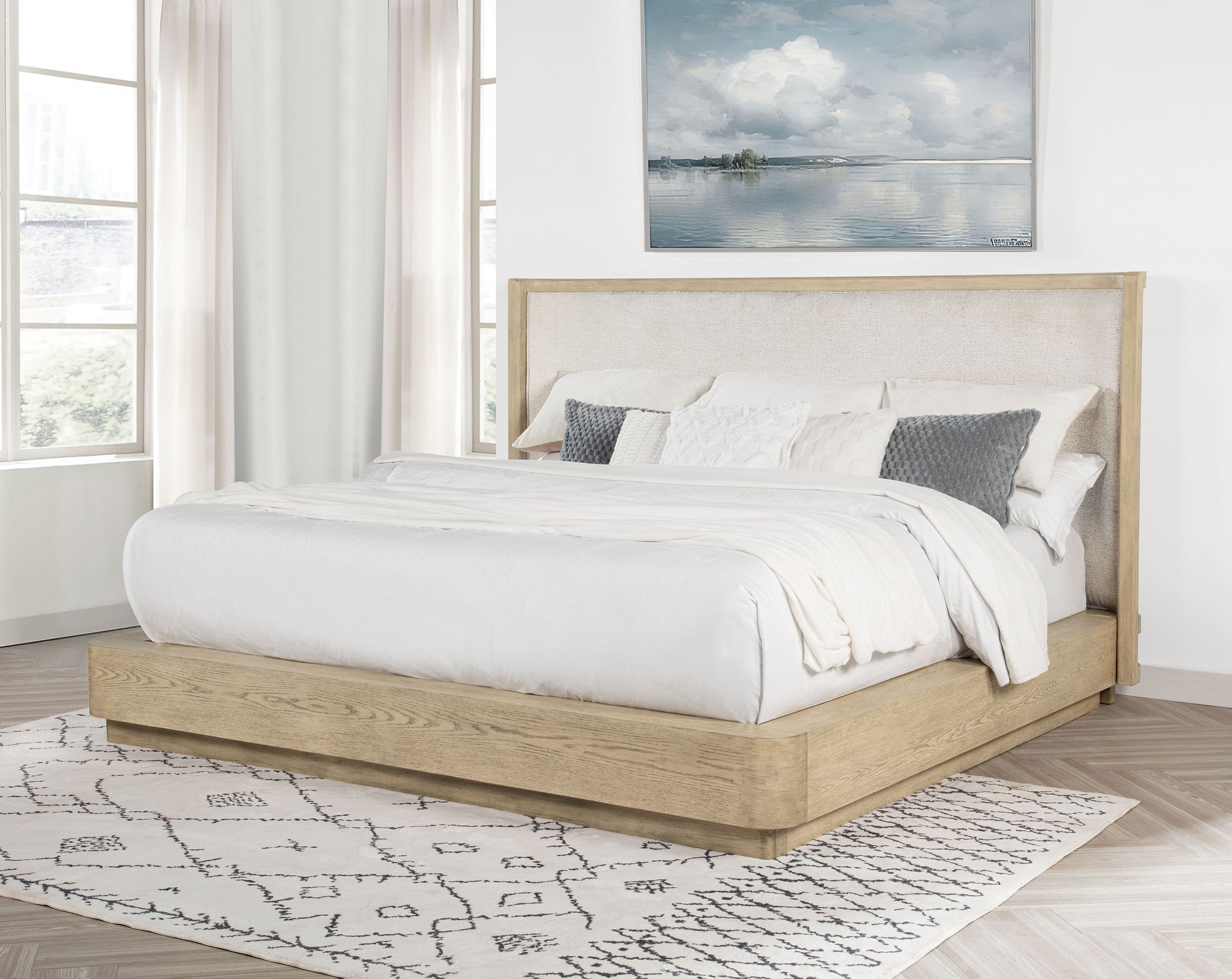 Kailani 52-inch Eastern King Wingback Bed Beige Oak