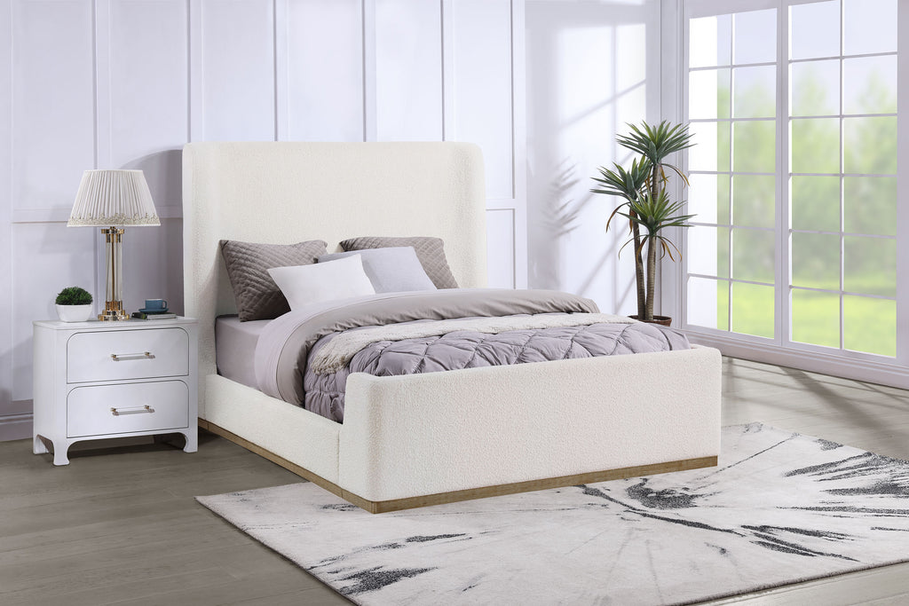Nala Queen Bouclé Upholstered Platform Bed Cream