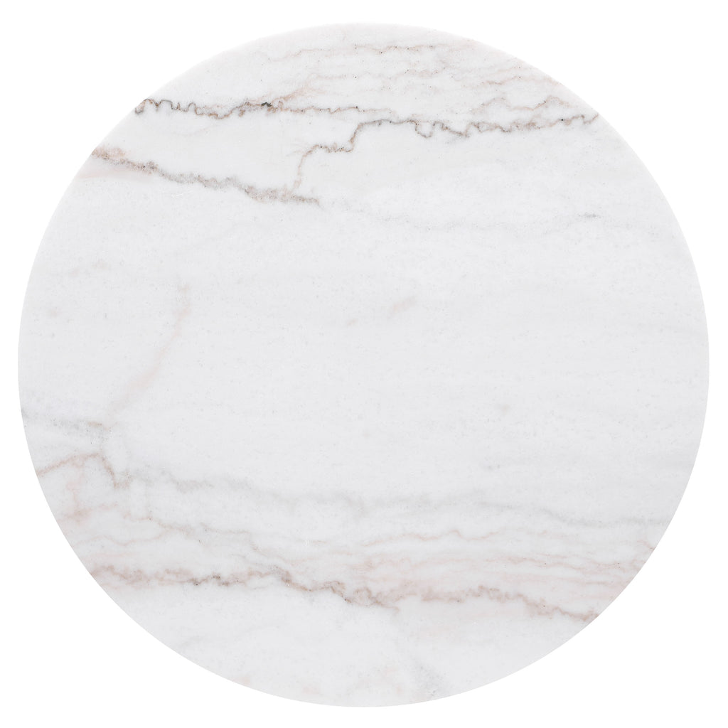 Jason Round White Marble Top Side End Table Charcoal