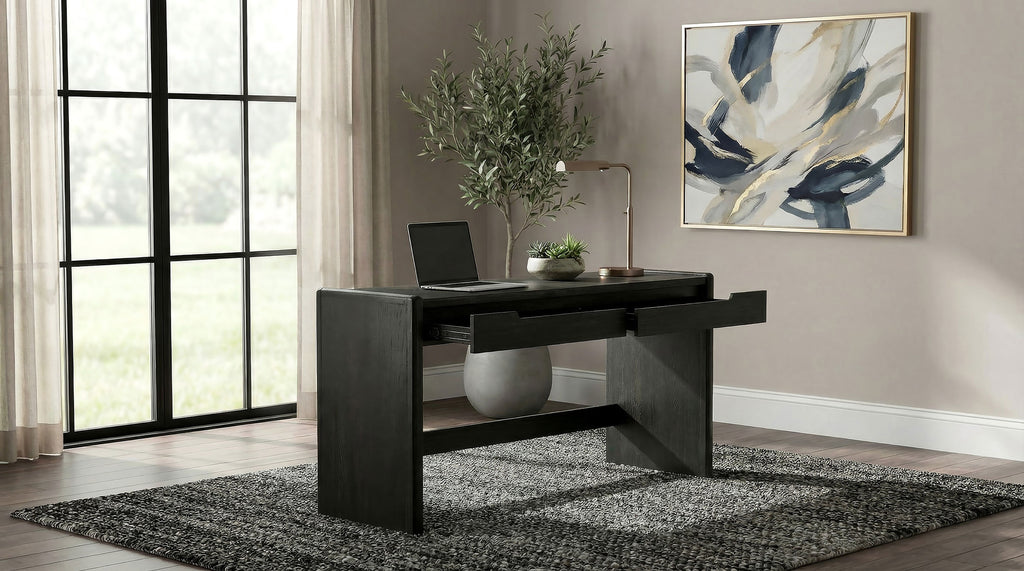 Leandro 2-drawer Home Office Writing Desk Burnished Black