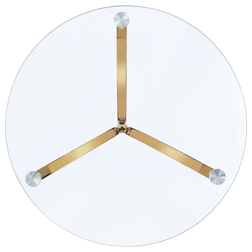Eloise Round Glass Top Curved Metal Side Table Gold