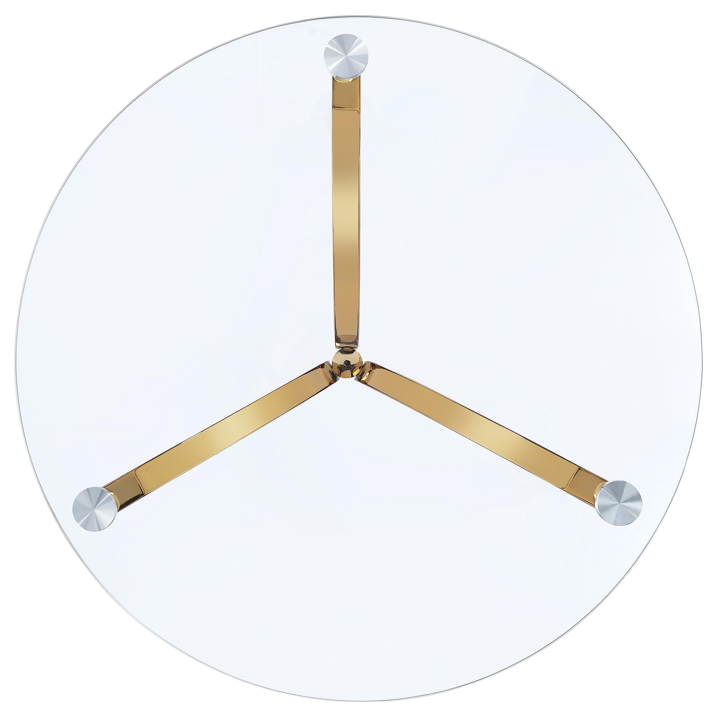 Eloise Round Glass Top Curved Metal Side Table Gold