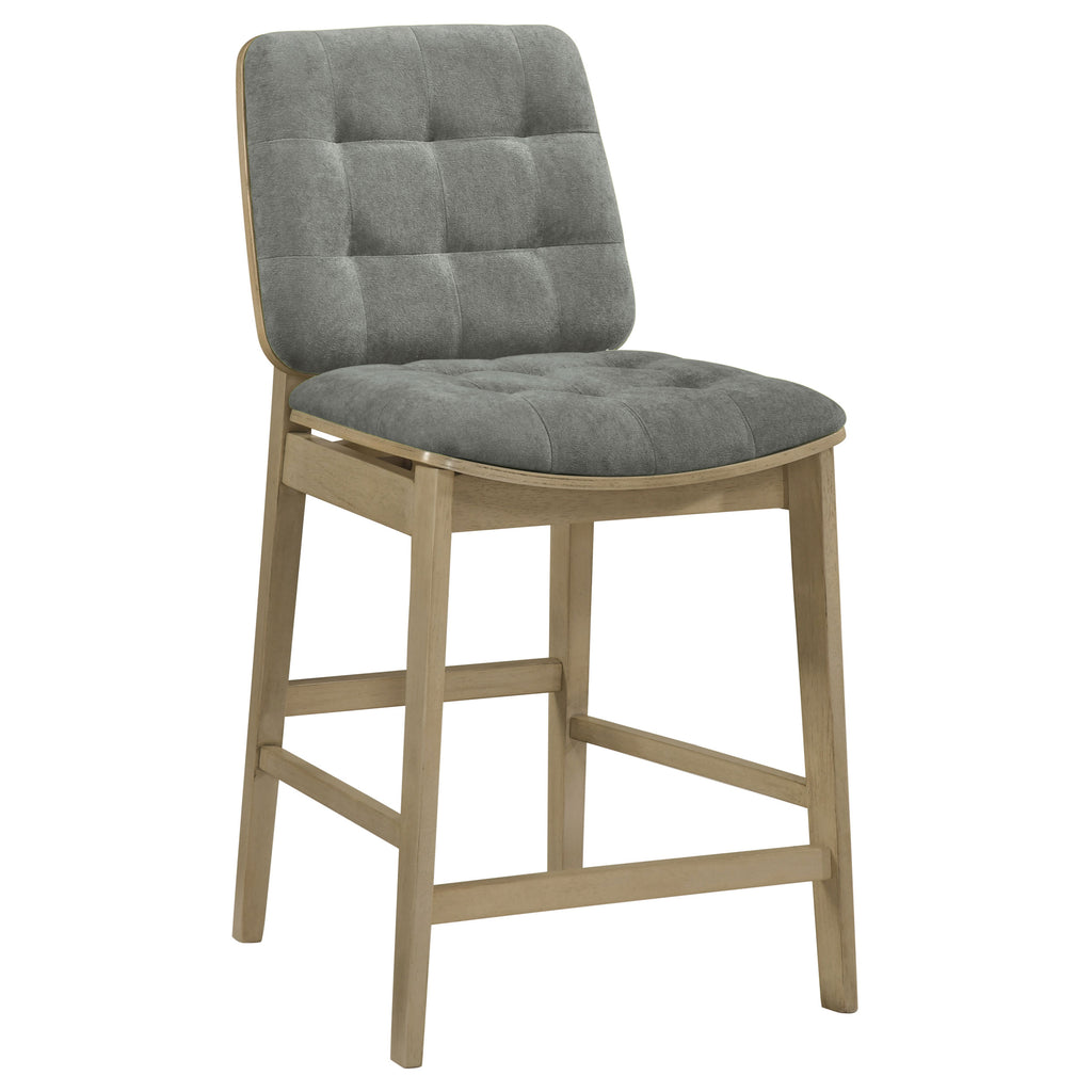 Redbridge Upholstered Counter Chair Grey and Natural Oak (Set of 2)
