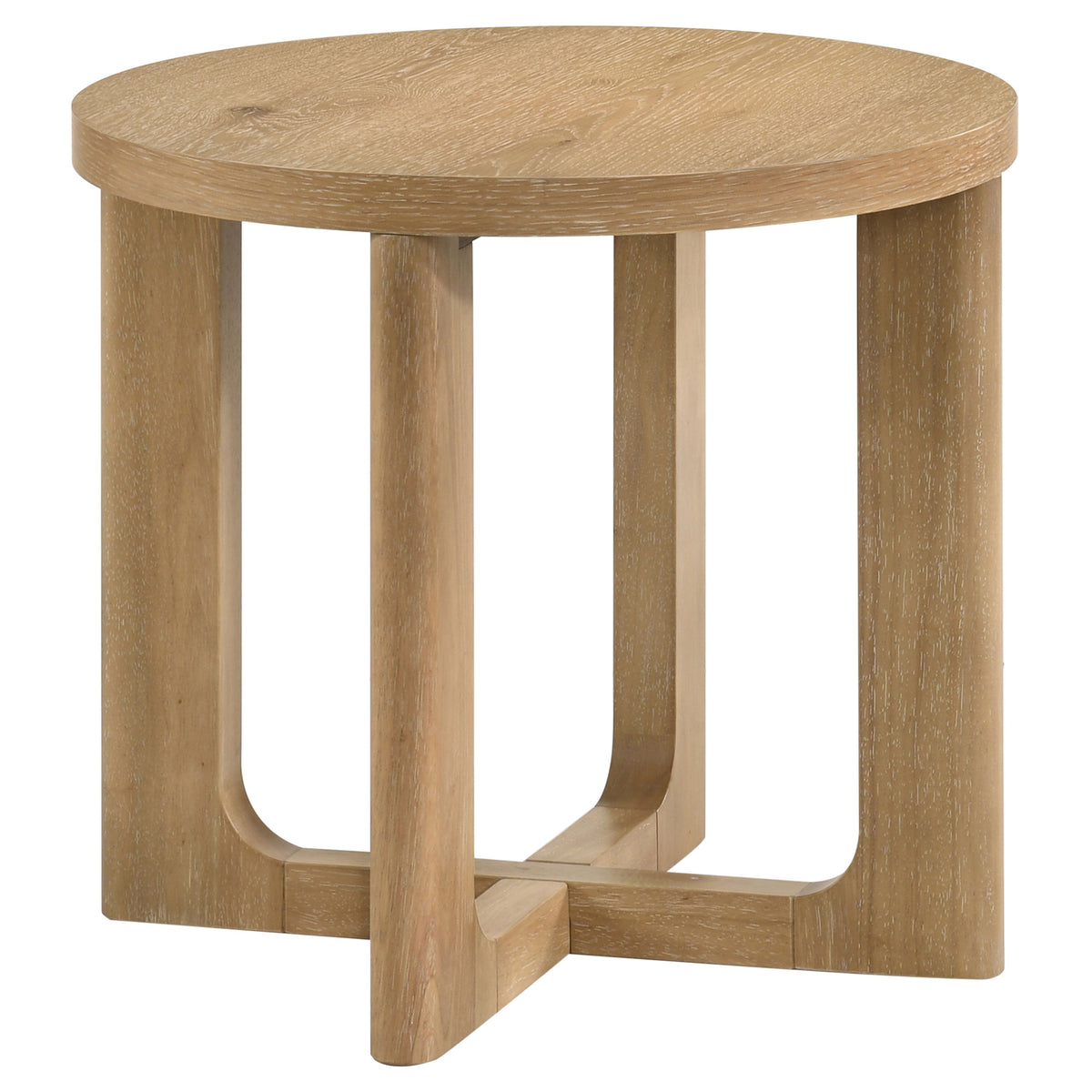 Kessler 2-piece Round Sculptural Wood Coffee Table Set Light Oak