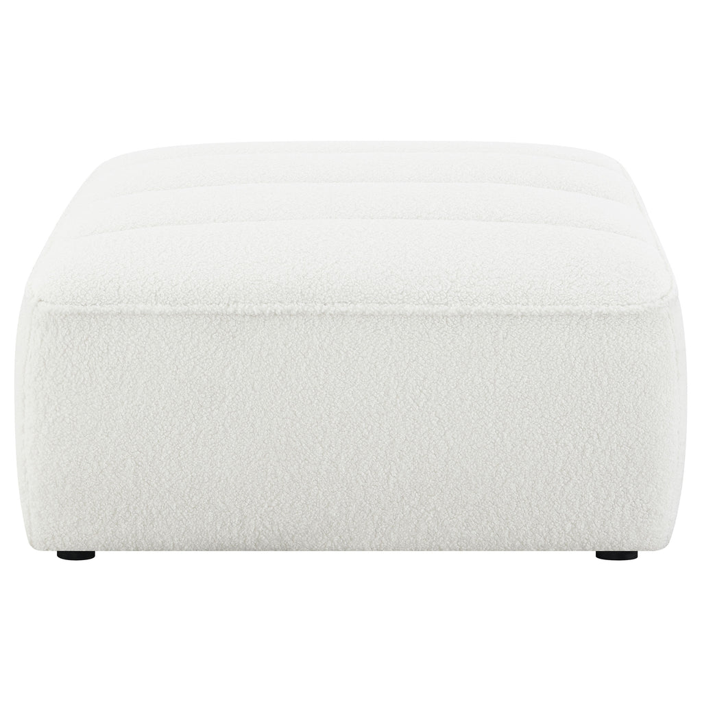 Sunny Square Upholstered Ottoman Ivory Sherpa