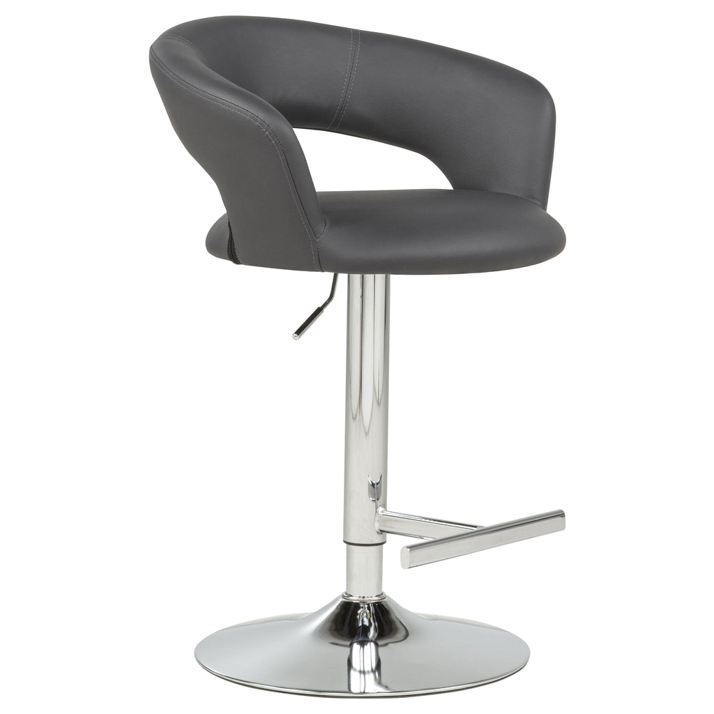 Travia Adjustable Leatherette Swivel Bar Stool Grey and Chrome