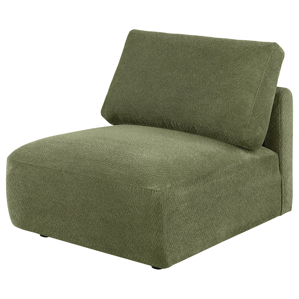 Elysia Fabric Upholstered Modular Armless Chair Green