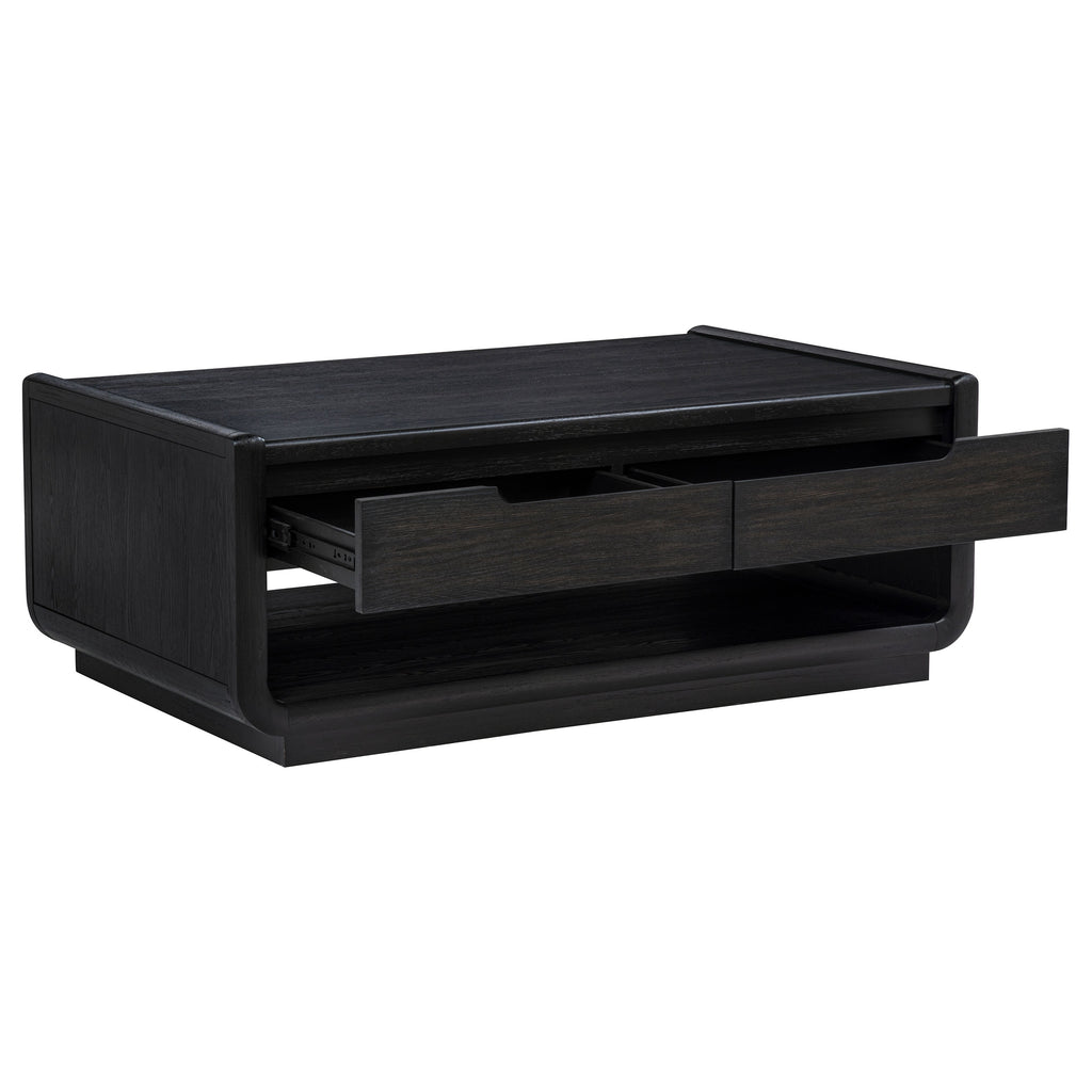 Leandro 2-drawer Wood Cocktail Coffee Table Burnished Black