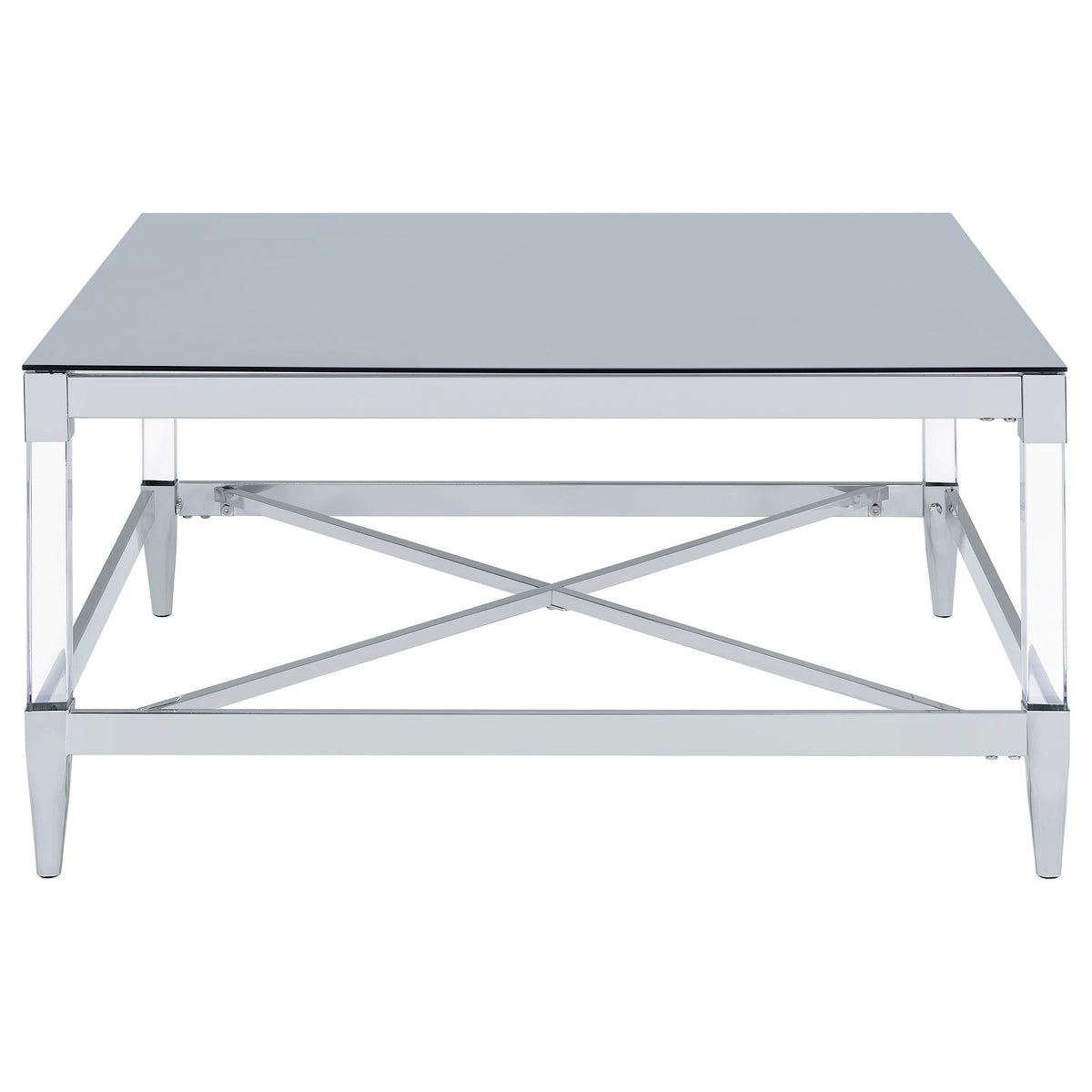 Lindley Square Tempered Mirror Acrylic Coffee Table Chrome