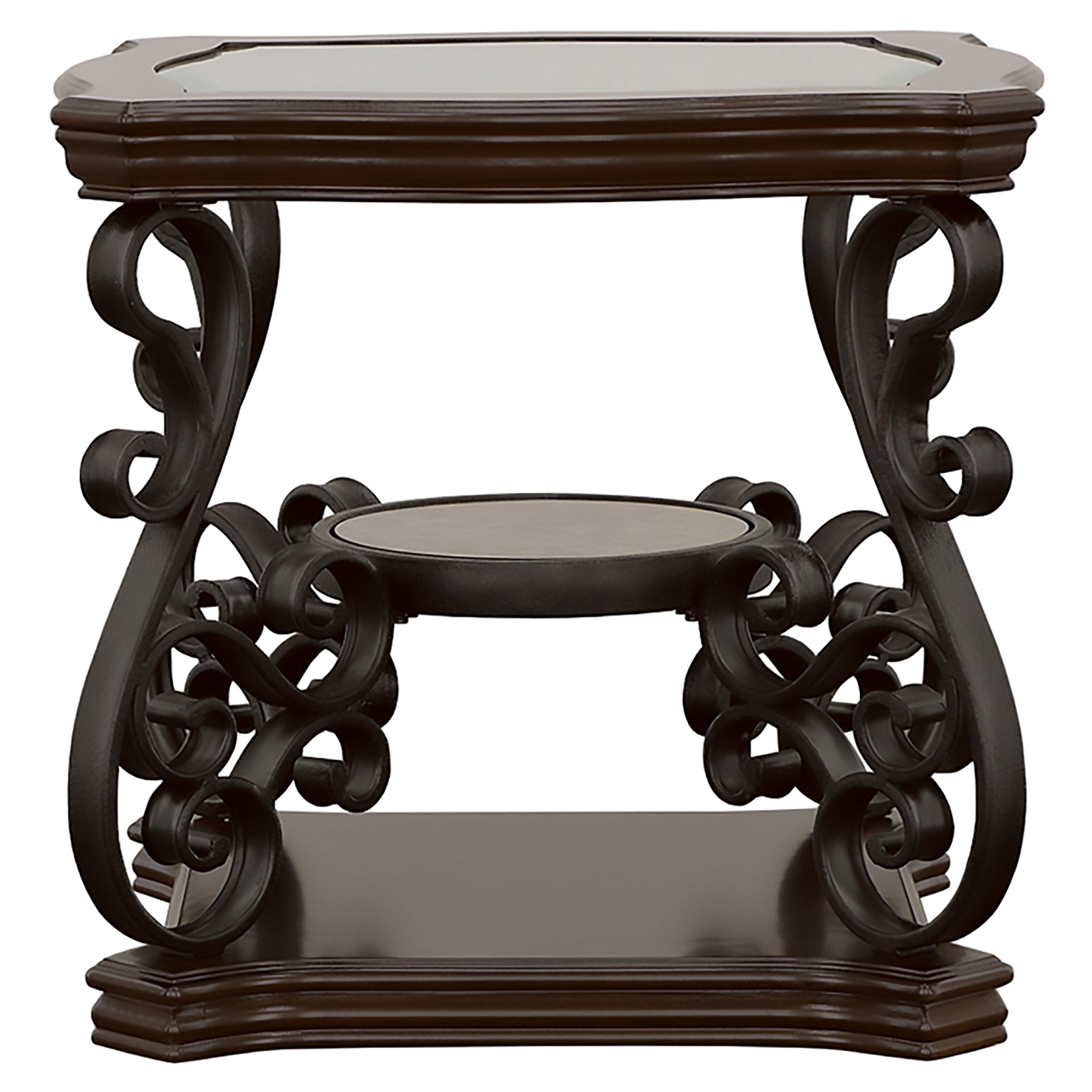 Laney 1-shelf Glass Top Square End Table Deep Merlot
