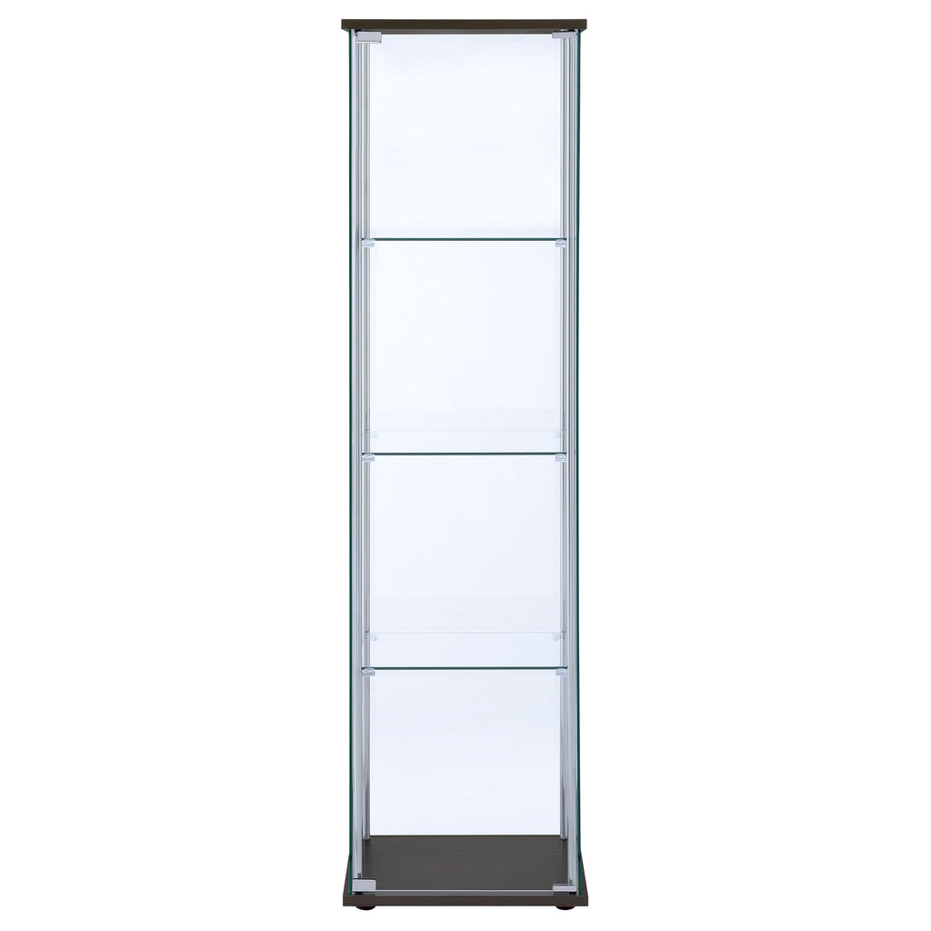Bellatrix 3-shelf Clear Glass Curio Cabinet Cappuccino