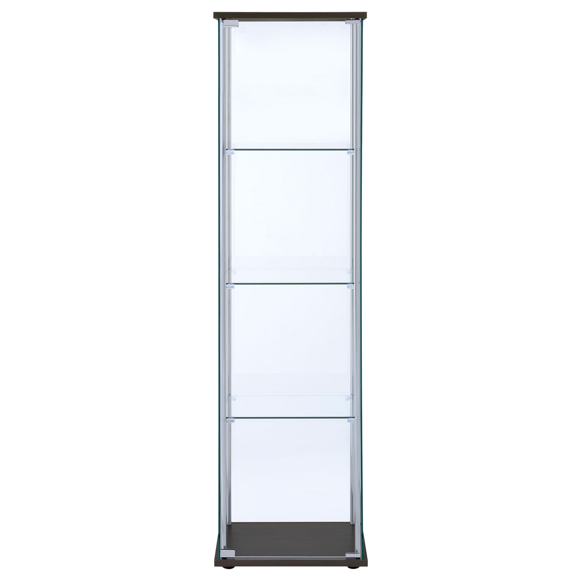 Bellatrix 3-shelf Clear Glass Curio Cabinet Cappuccino