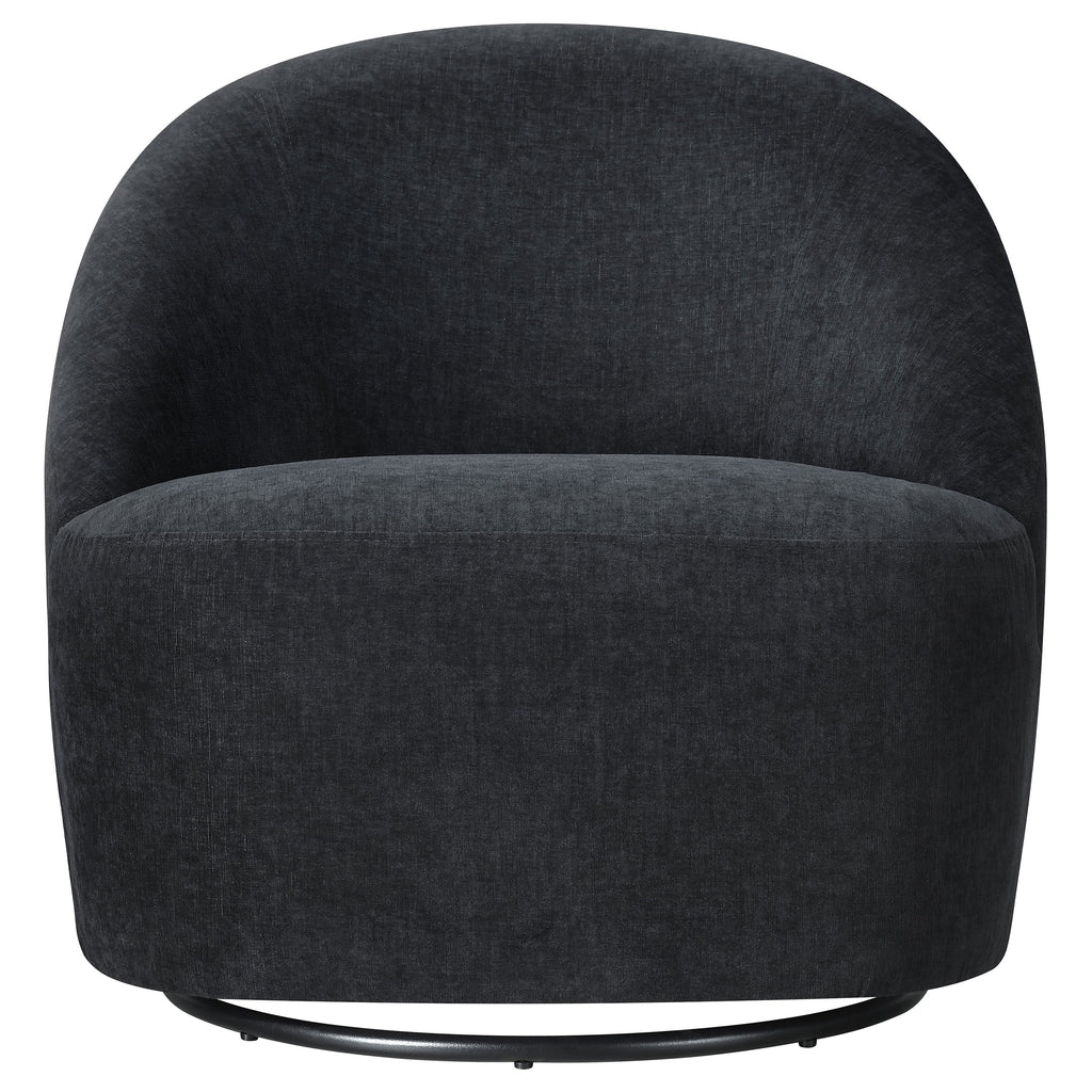 Leon Chenille Upholstered Swivel Accent Chair Black
