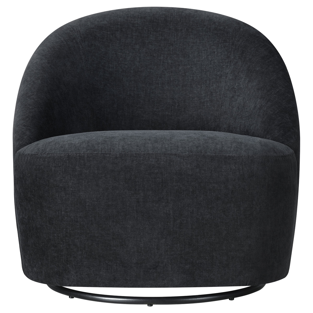 Leon Chenille Upholstered Swivel Accent Chair Black