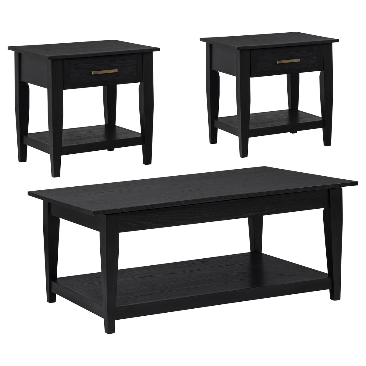 Lindenton 3-piece Wood Lift-Top Coffee and End Table Set Black