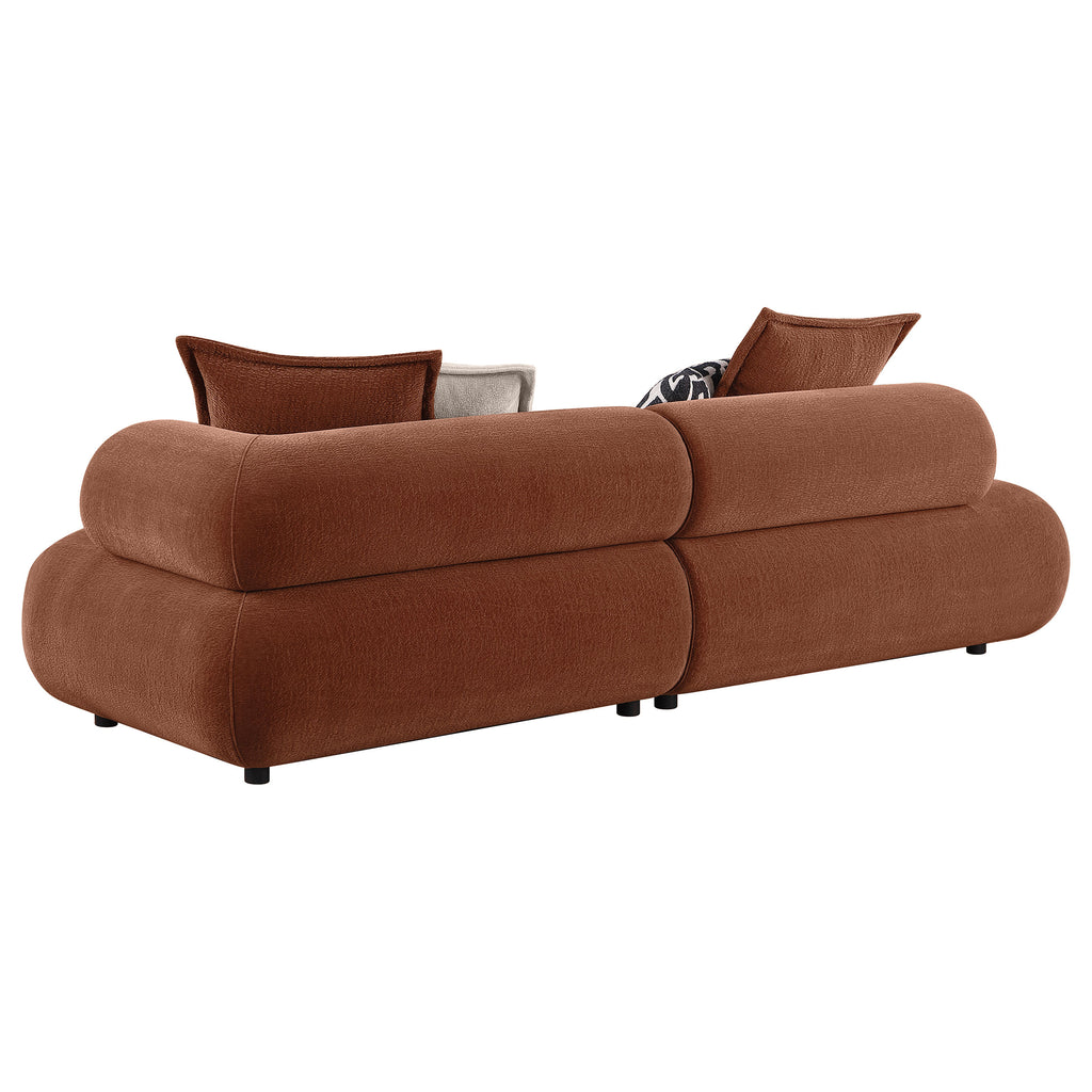 Byrne 105-inch Velvet Modular Bumper Sectional Sofa Rust