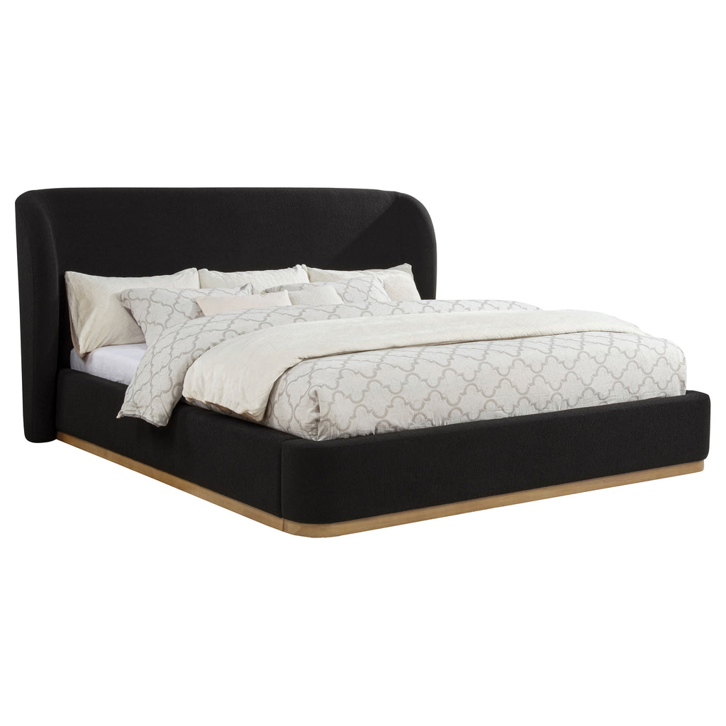Blaire Upholstered California King Wingback Platform Bed Black