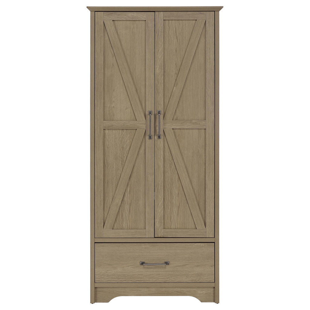 Arvida 2-door Bedroom Wardrobe Storage Cabinet Armoire Latte