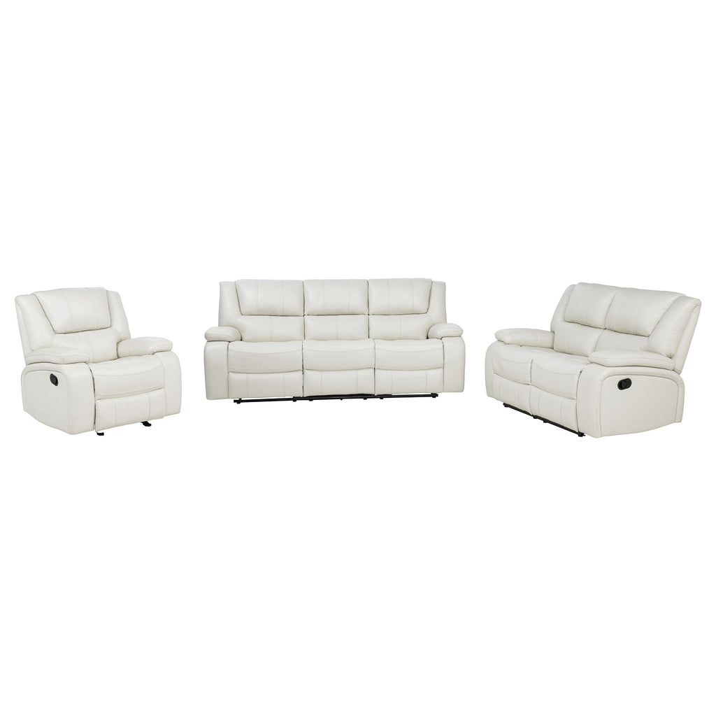 Camila 3-piece Upholstered Reclining Sofa Set White