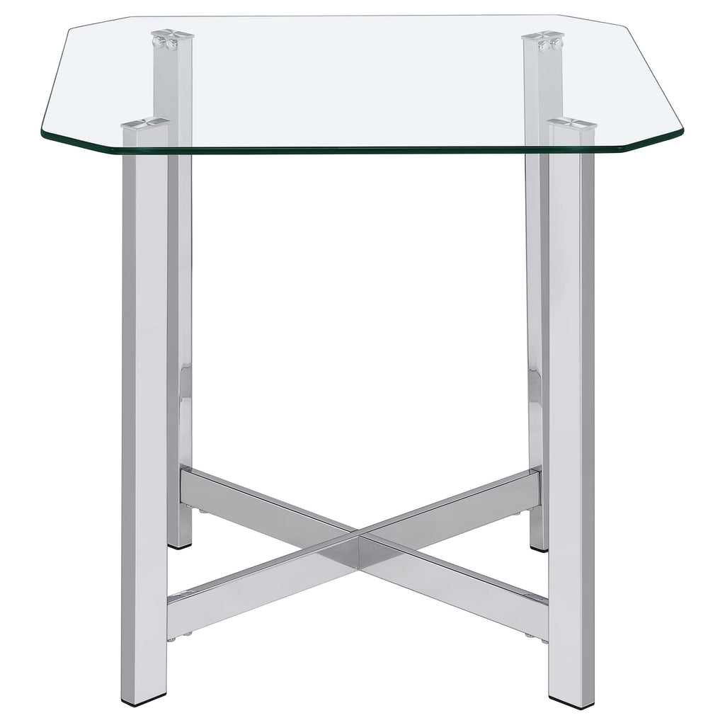 Cronin Square Tempered Glass Top Side End Table Chrome
