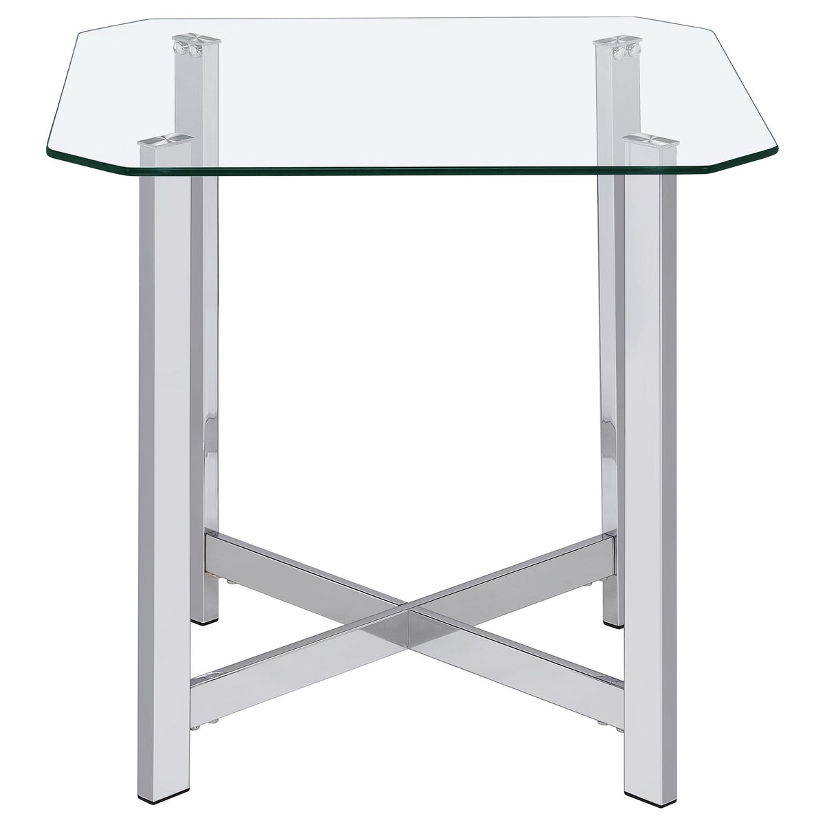 Cronin Square Tempered Glass Top Side End Table Chrome