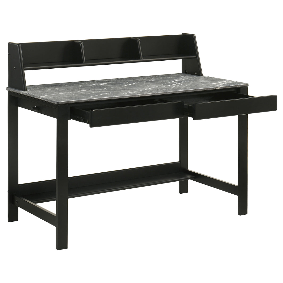 Besler 47-inch SmartTop Writing Desk with Shelf Grey Stone and Black