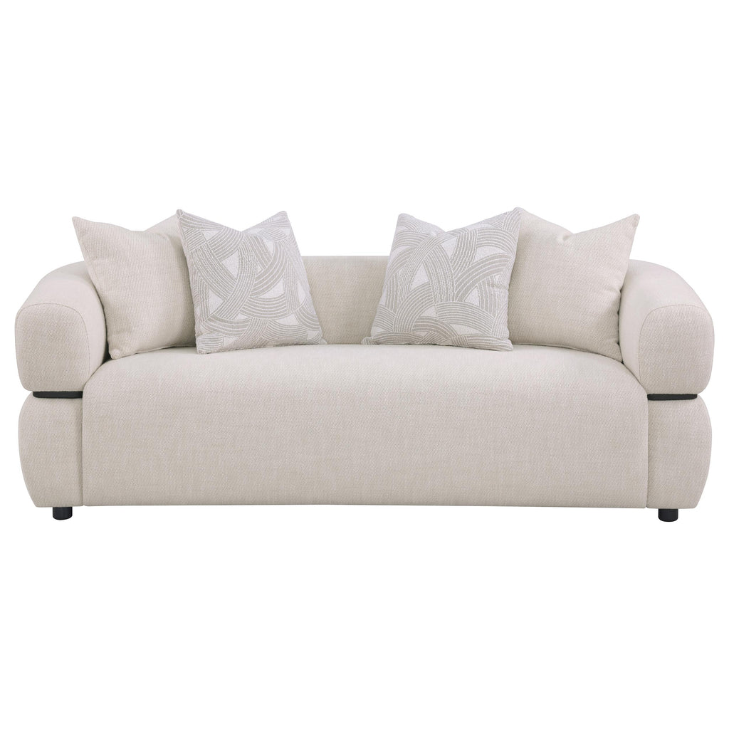 Jeanette 84-inch Fabric Upholstered Round Arm Sofa Beige