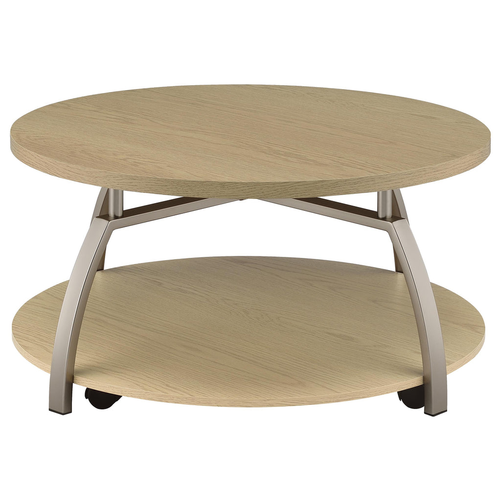 Dacre Round Engineered Wood Top Coffee Table Greige